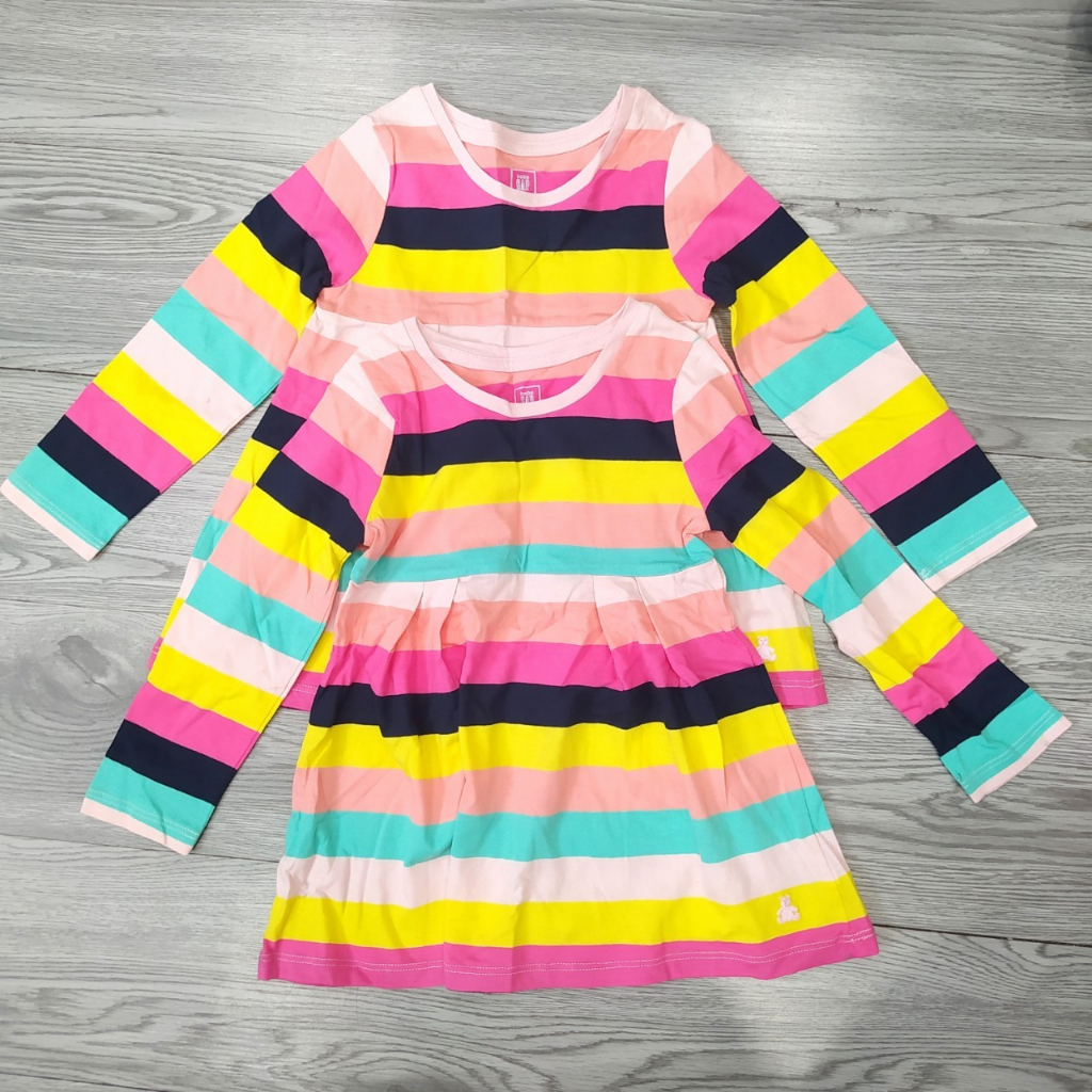 Đầm sọc ngang nhiều màu cho bé Horizontal stripes of many colors 3Y NG0433