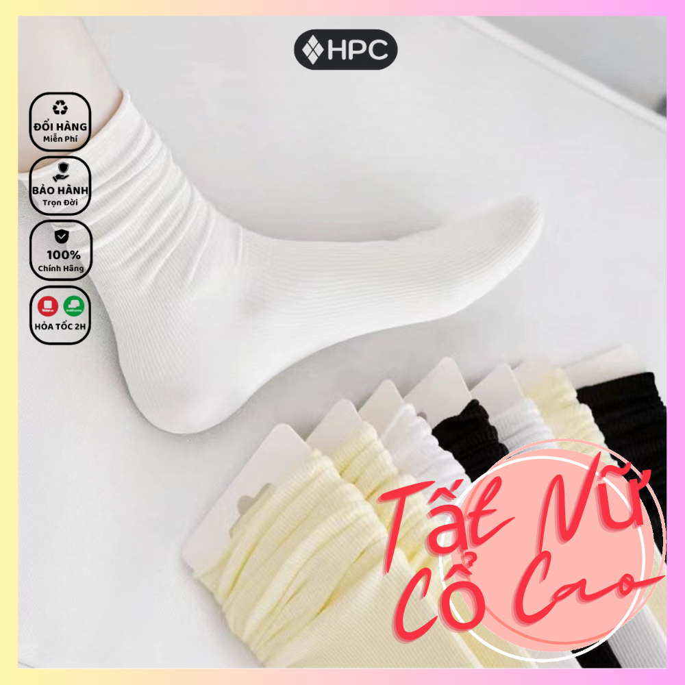 {Combo 10 đôi} Tất Nữ Cổ Cao Đơn Giản Dễ Thương, Siêu Mỏng, Tất/Vớ Cao Cổ Nữ Thoáng Khí Phong Cách Hàn Quốc