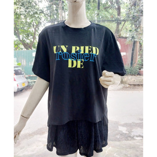 Áo phông nữ Un pied de rosier - Đen