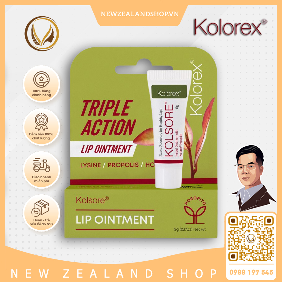 Kem loại bỏ chàm môi, loét môi, herpes môi Kolorex Kolsore Lip Care Ointment 3g