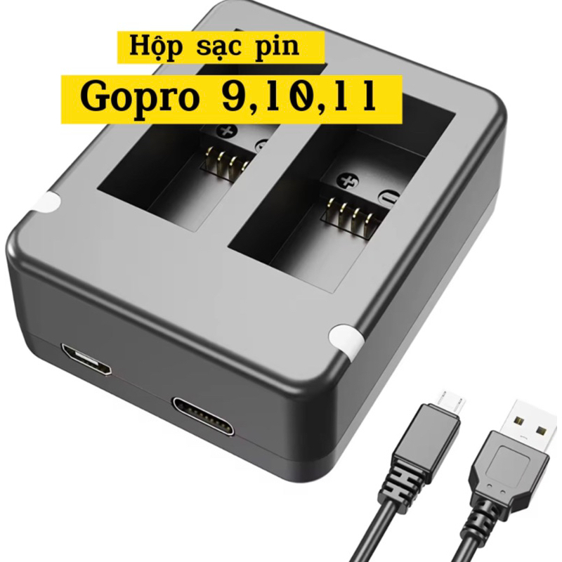 hộp sạc pin gopro 9 10 11 dùng chung, phụ kiện máy quay gopro