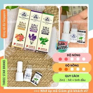 Hít thông mũi thảo dược three star 2in1 kèm tinh dầu thoa / the mát nhẹ nhàng
