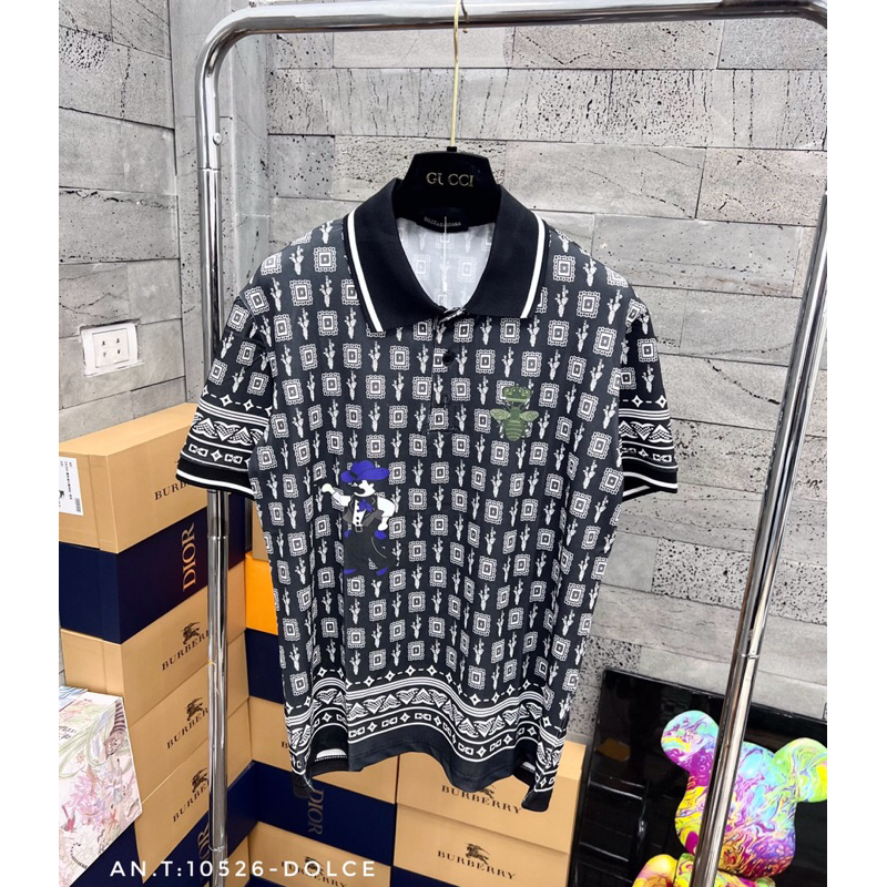 Áo polo DOLCE&GABBANA hoạ tiết thêu ong vương miệng in hình người