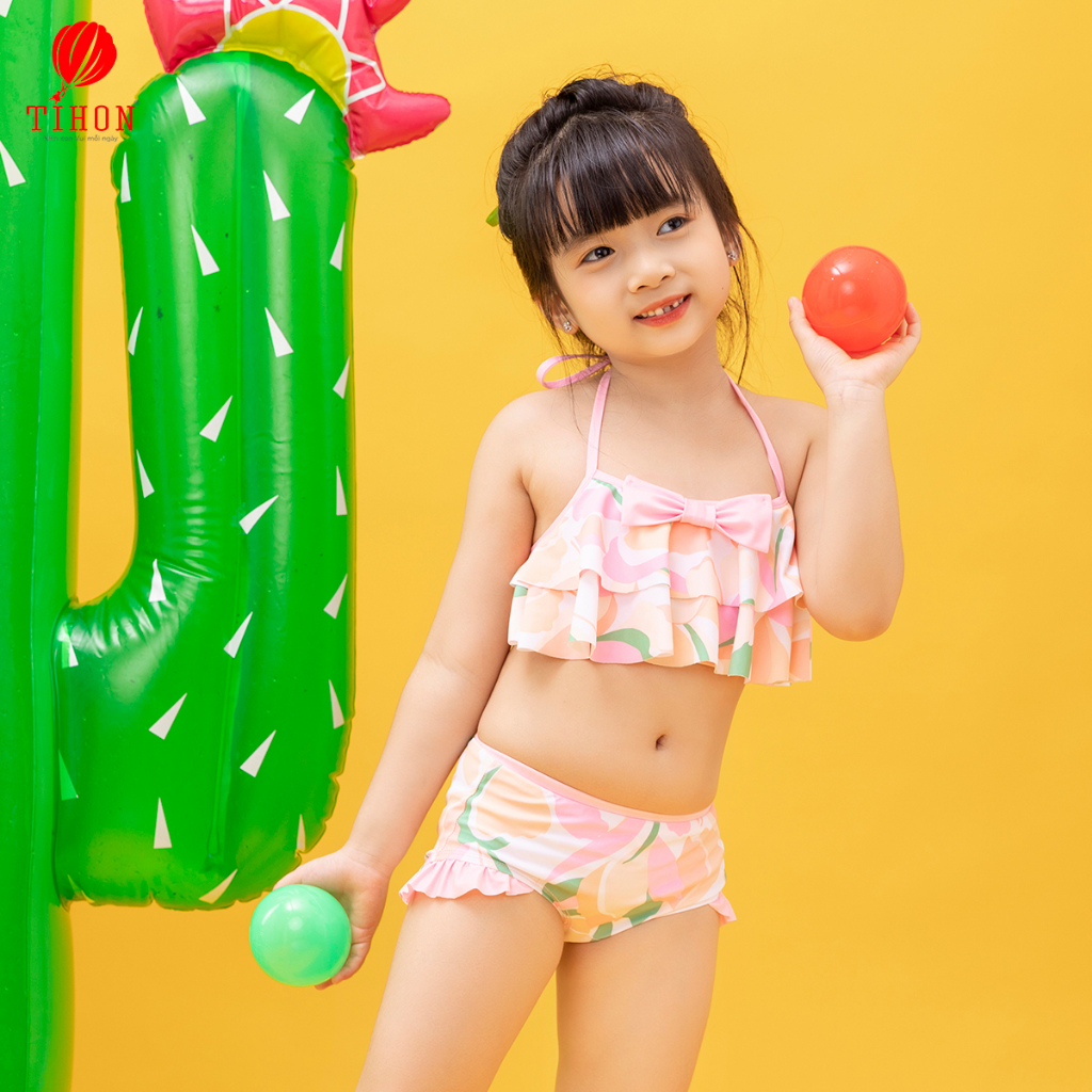 Bộ đồ bơi 2 mảnh cho bé gái TIHON cao cấp mùa hè rực rỡ cho trẻ từ 3 đến 14 tuổi SET0850418