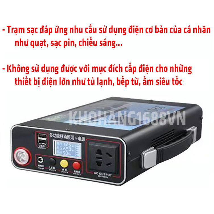 Trạm sạc dự phòng di động - Tích hợp ổ cắm 220V xoay chiều tiện dụng