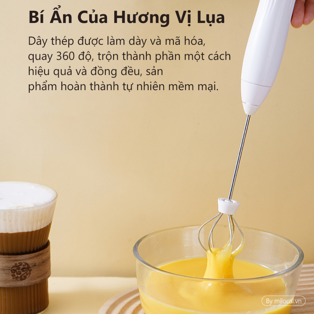 Máy ĐáNh Bọt Cà Phê Xiaomi Youpin Kitchen Đánh Trứng Cầm Tay Mini Không Dây Đa Năng 3 Chế Độ 2 Đầu Trộn Máy Đánh Trứng