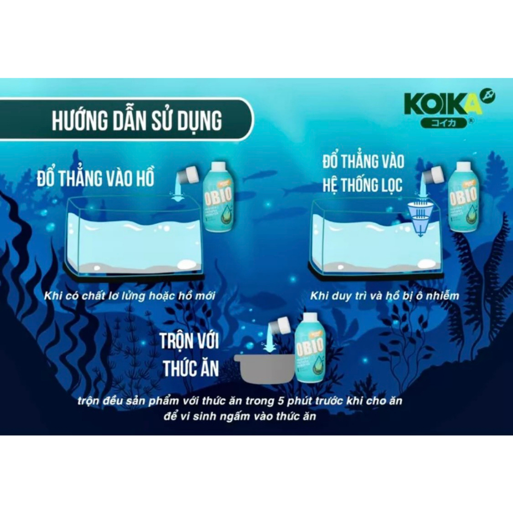 Men vi sinh cao cấp OBIO KOIKA hổ trợ tiêu hoá,làm trong nước cho hồ cá cảnh