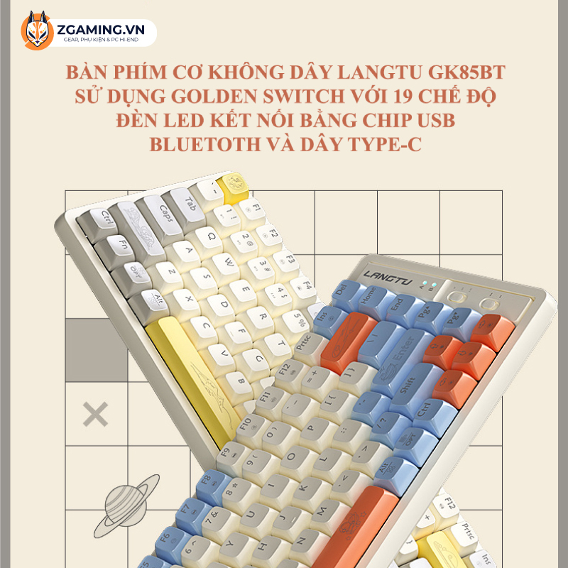 [HỎA TỐC 2H Bàn Phím Cơ Không Dây LANGTU GK85 - Hot-Swap - Golden Switch - Bảo Hành 12 Tháng - Có Sẵn Hàng - Giao Nhanh