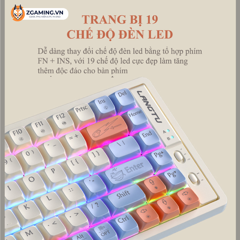[HỎA TỐC 2H Bàn Phím Cơ Không Dây LANGTU GK85 - Hot-Swap - Golden Switch - Bảo Hành 12 Tháng - Có Sẵn Hàng - Giao Nhanh