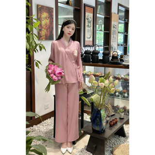 Pháp phục, đồ lam đi chùa nữ chất liệu lụa cao cấp - AN06