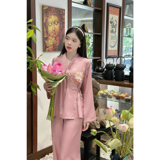 Pháp phục, đồ lam đi chùa nữ chất liệu lụa cao cấp - AN06