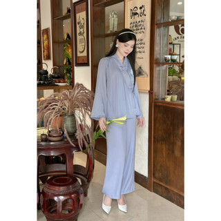 Pháp phục, đồ lam đi chùa nữ chất liệu lụa cao cấp - AN06