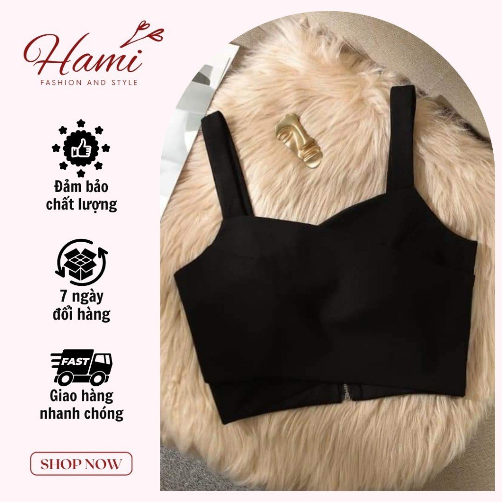 Áo bra trắng đen croptop nữ đẹp - áo 2 dây bản to