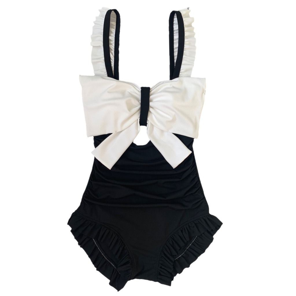 Bikini xanh dương có nơ một mảnh bikini quần boxer ôm sát đồ bơi mới đi biển Set bikini 1 mảnh dễ thương sexy