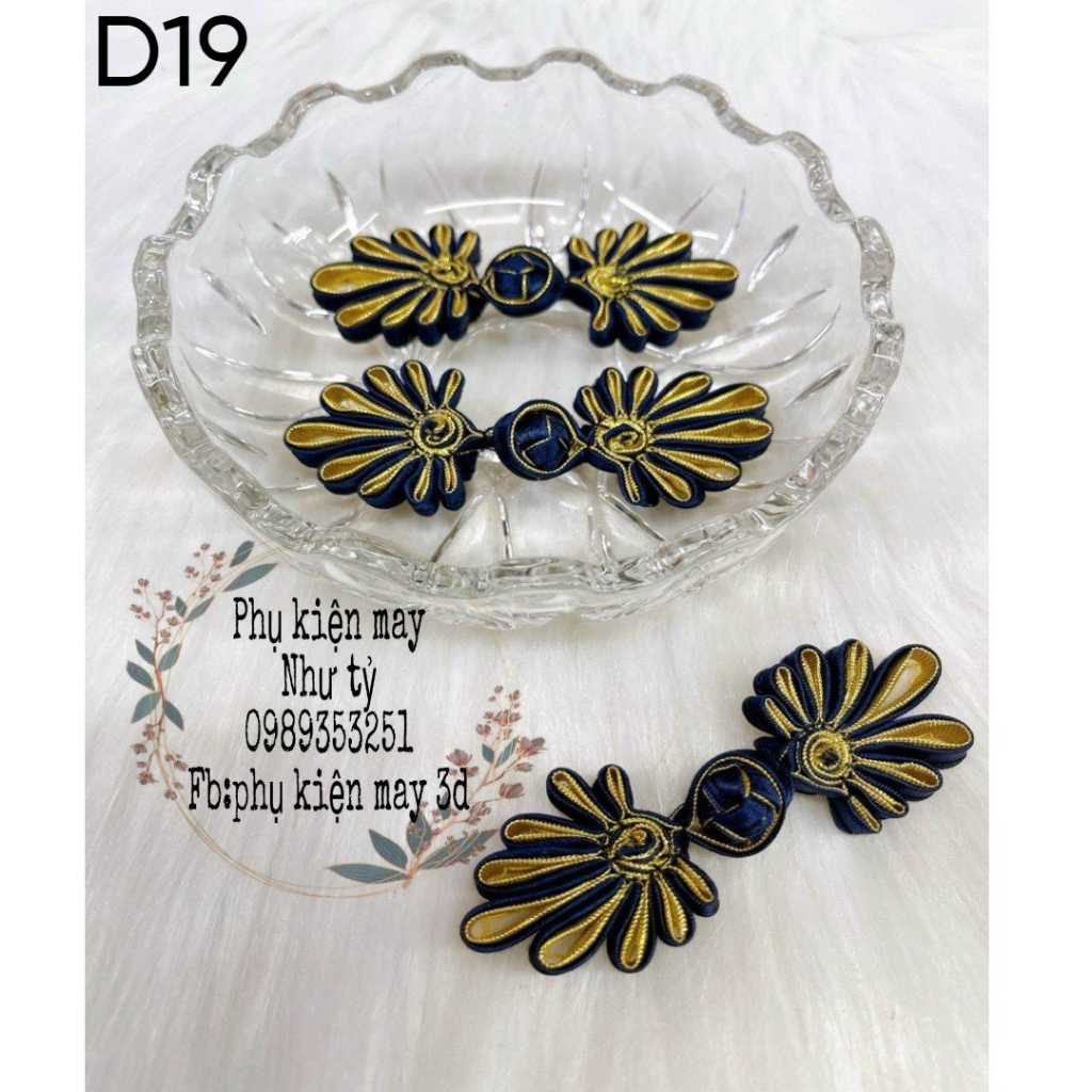 (gói 5 nút) bộ nút kết sườn xám hoa cúc xinh xinh