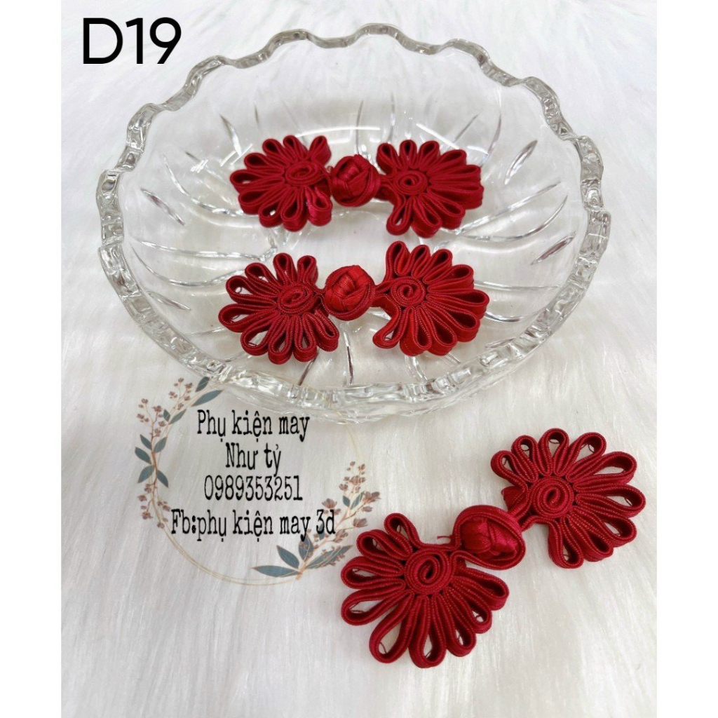(gói 5 nút) bộ nút kết sườn xám hoa cúc xinh xinh