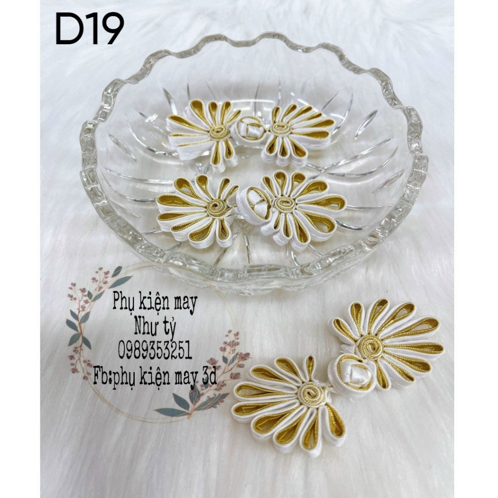 (gói 5 nút) bộ nút kết sườn xám hoa cúc xinh xinh