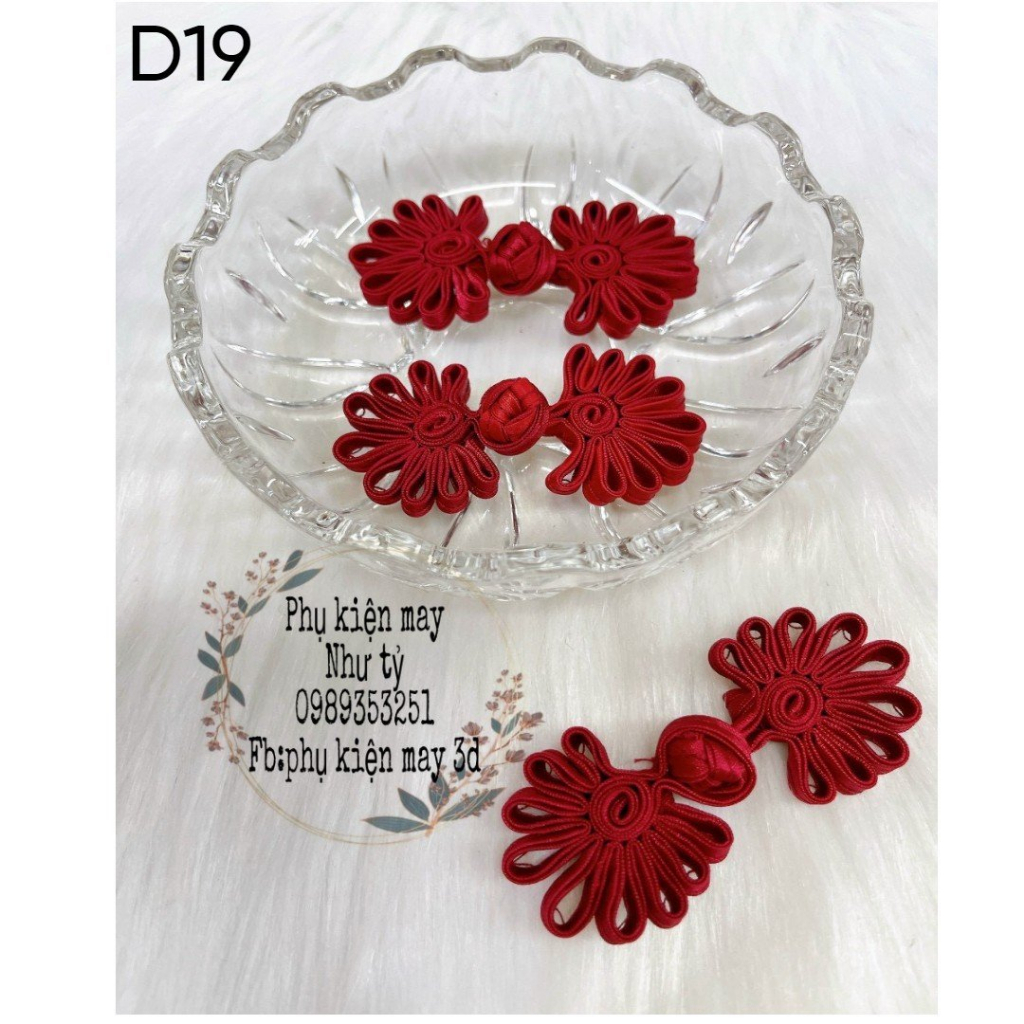 (gói 5 nút) bộ nút kết sườn xám hoa cúc xinh xinh