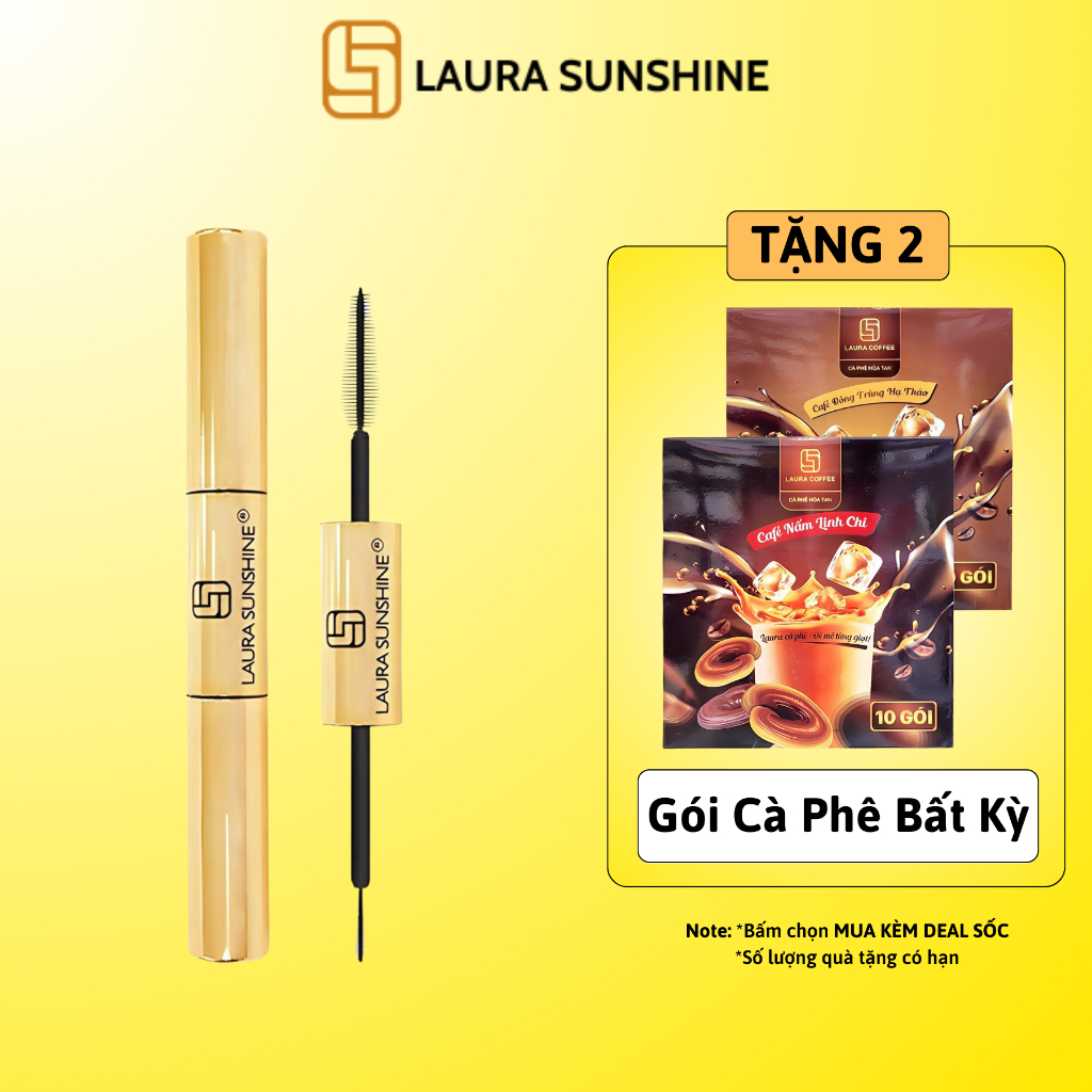 Mascara chuốt mi 2 đầu làm dày và dài mi không trôi Laura Sunshine Golden Dual 10ml