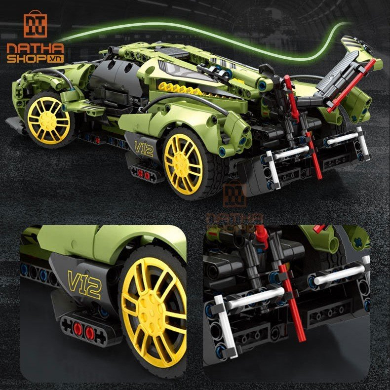 Mô hình lắp ráp LEGO Siêu Xe Lamborghini V12 Green màu xanh tỉ lệ 1:14