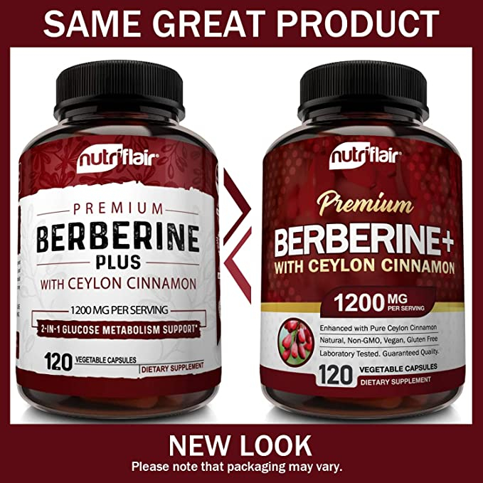 NutriFlair Berberine+ With Ceylon Cinnamon 1200mg - Viên uống hỗ trợ chuyển hóa glucose, hệ miễn dịch, tim mạch 120 viên