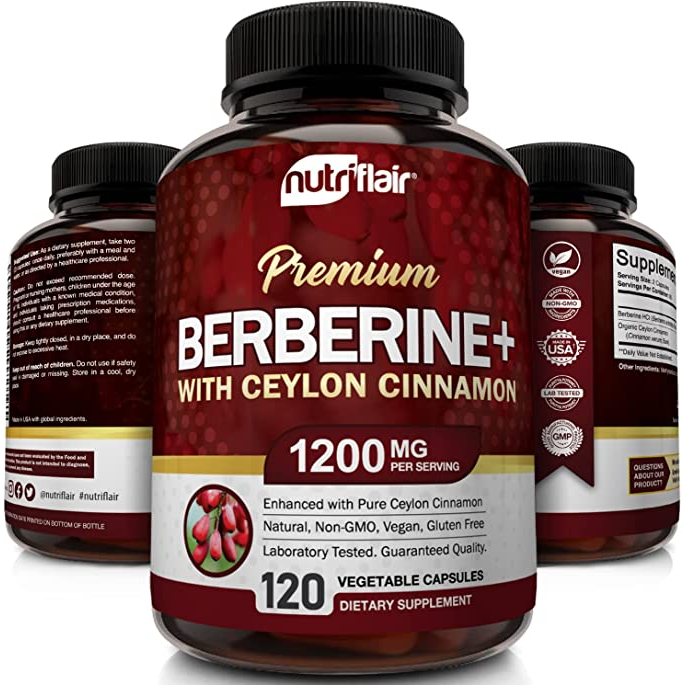 NutriFlair Berberine+ With Ceylon Cinnamon 1200mg - Viên uống hỗ trợ chuyển hóa glucose, hệ miễn dịch, tim mạch 120 viên