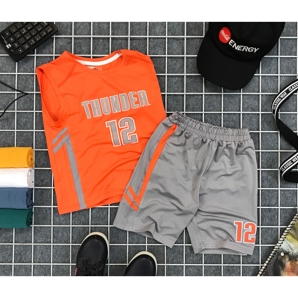 Bộ sát nách thể thao bé trai Nanokids vải thông hơi size bé 20-40kg