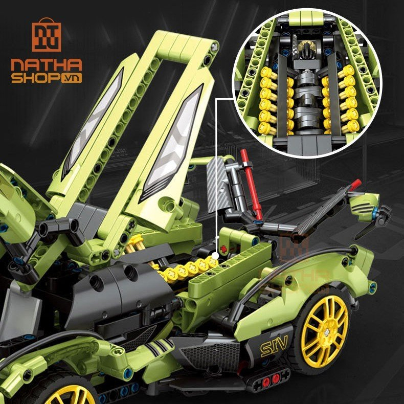 Mô hình lắp ráp LEGO Siêu Xe Lamborghini V12 Green màu xanh tỉ lệ 1:14