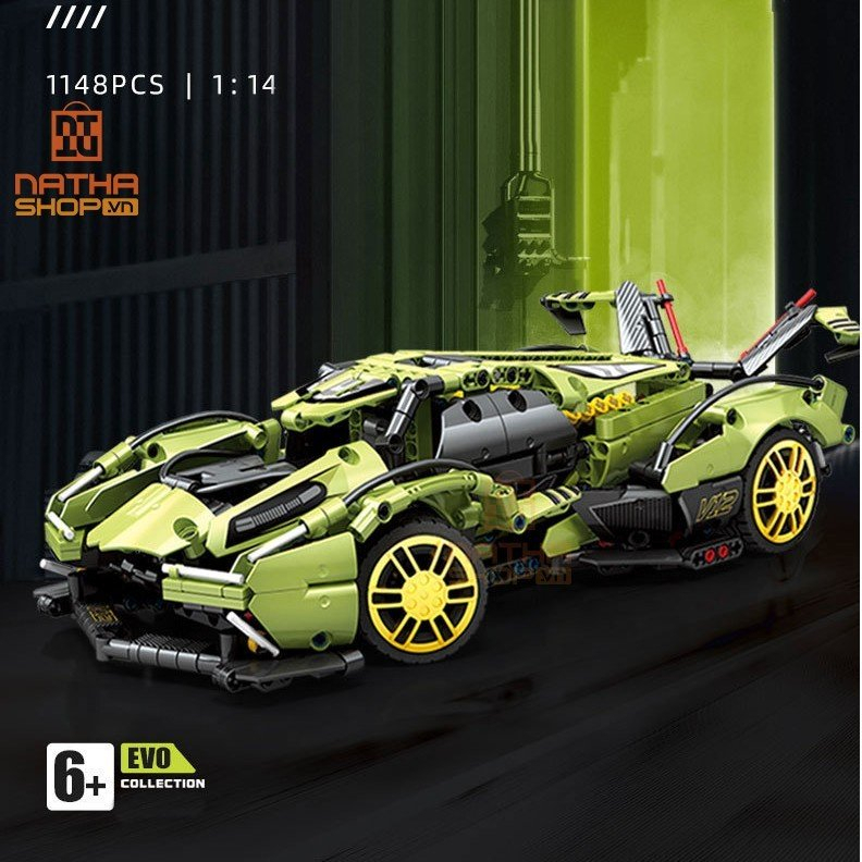 Mô hình lắp ráp LEGO Siêu Xe Lamborghini V12 Green màu xanh tỉ lệ 1:14