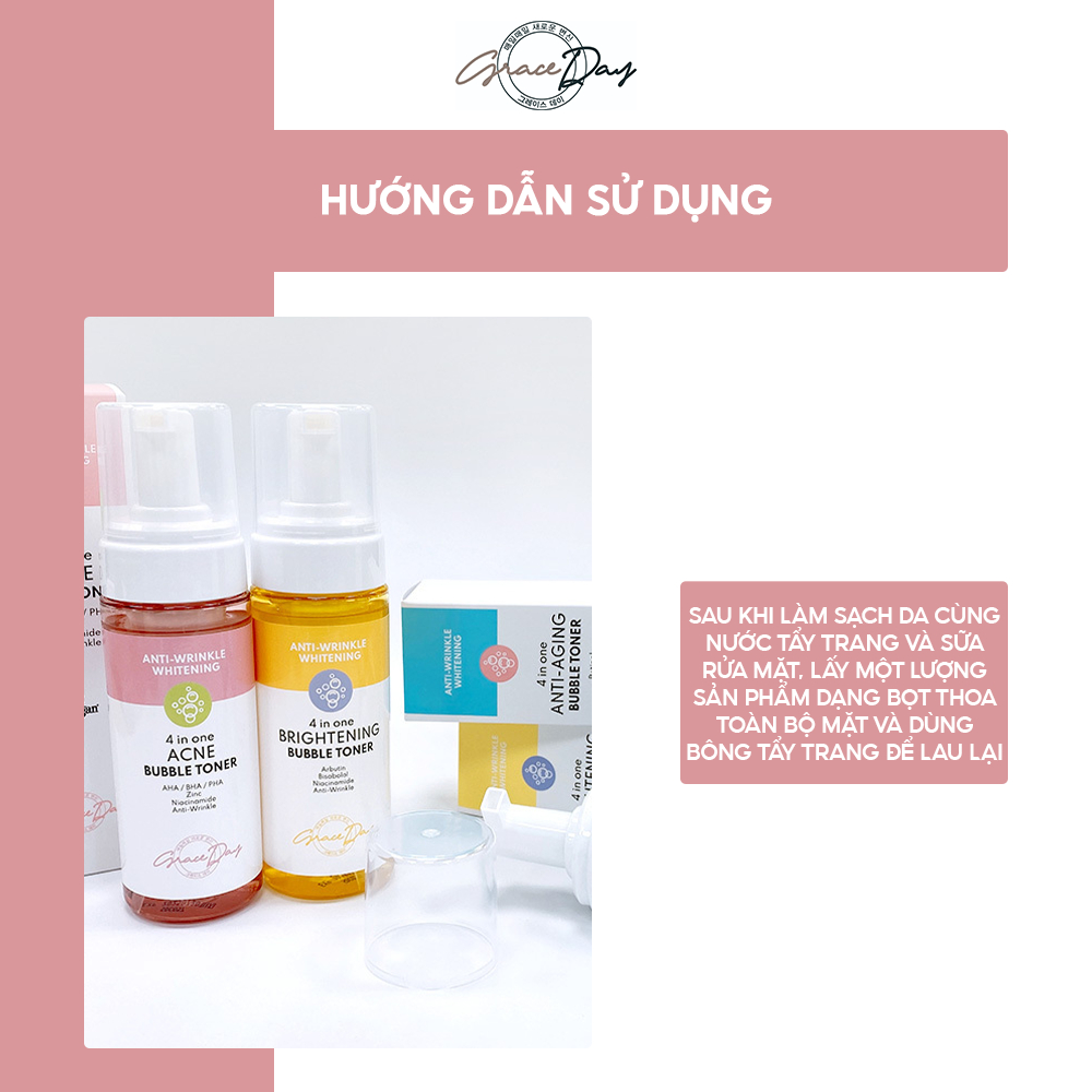 Nước Hoa Hồng Dạng Bọt GRACEDAY 4 IN ONE ACNE BUBBLE TONER