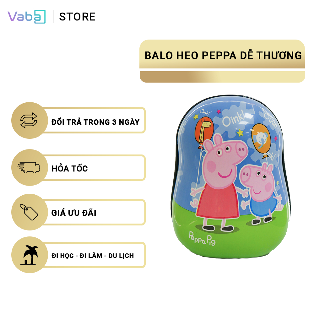 Balo đi học in hình Heo Peppa đáng yêu cho bé siêu nhẹ