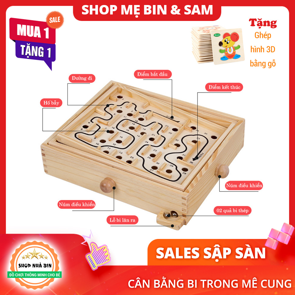 Đồ chơi giáo dục - Đồ chơi thông minh bằng gỗ Cân bằng bi trong mê cung cho bé 4-12 tuổi mới nhất 2023