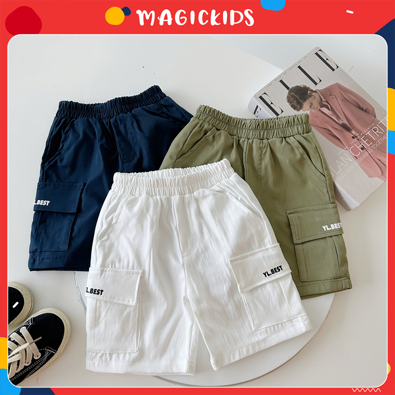 Quần short đùi ngắn kaki cho bé trai Magickids form rộng túi hộp phong cách Hàn Quốc Quần áo trẻ em mùa hè QĐ23012