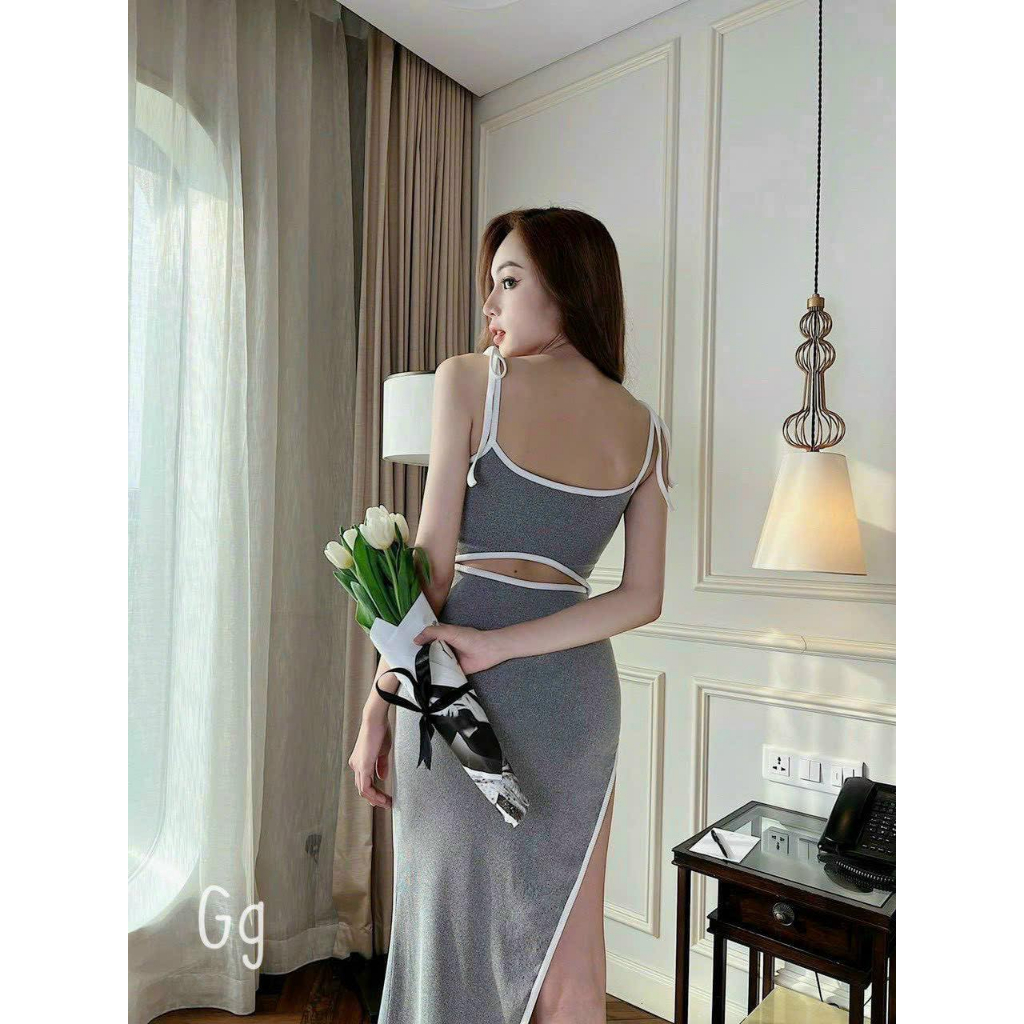 Đầm Hai Dây Dáng Dài Hở Lưng Xẻ Tà Siêu Hot CC0102