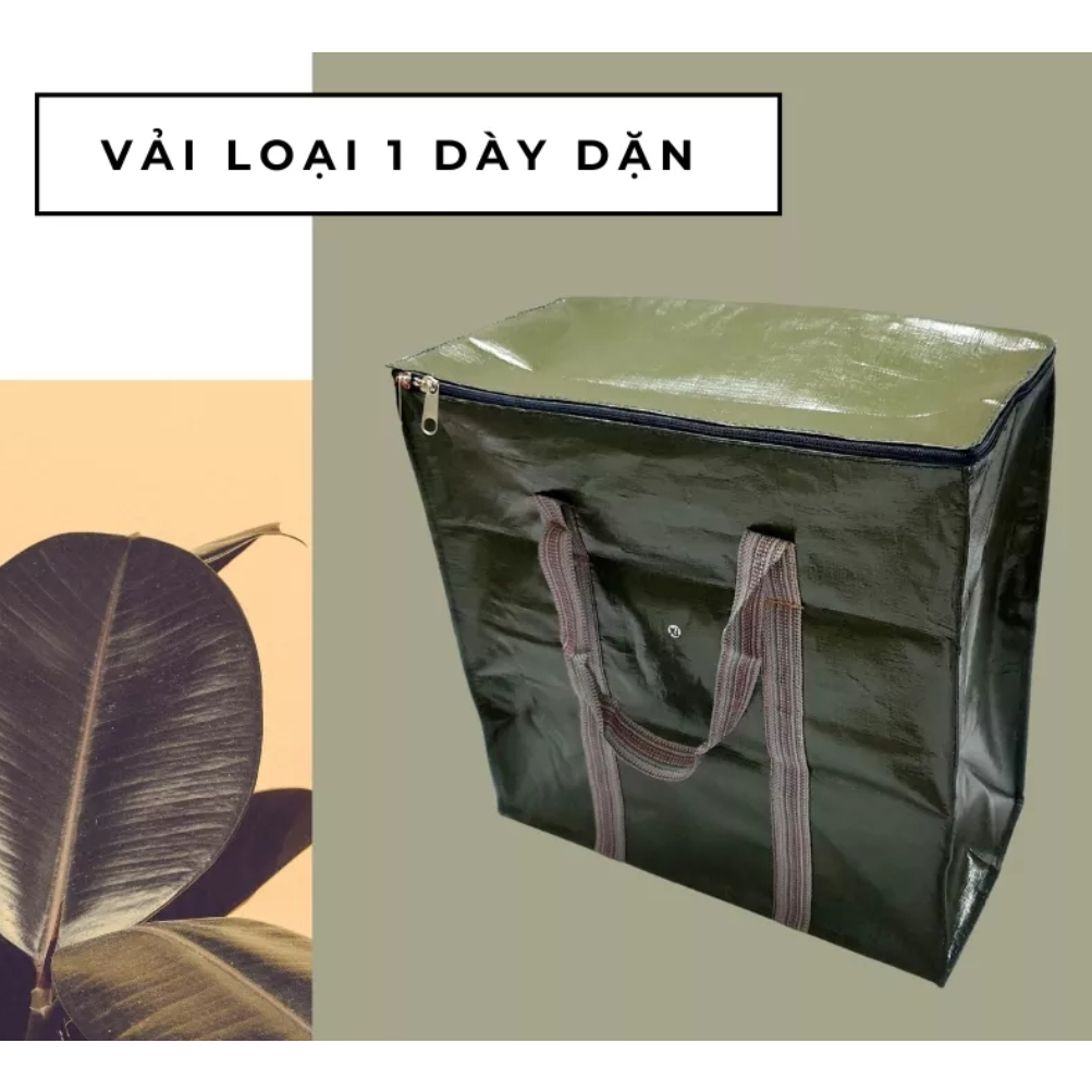 Túi bạt dây kéo - màu tím/xanh rêu