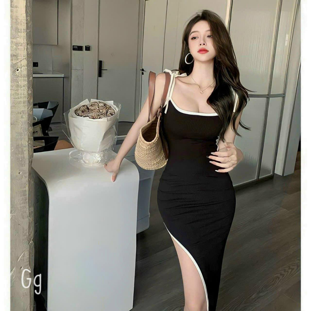 Đầm Hai Dây Dáng Dài Hở Lưng Xẻ Tà Siêu Hot CC0102