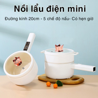 Nồi Lẩu Điện Mini Nồi Nấu Mì Chảo Lẩu Chống Dính Đa Năng Dung Tích 1.5L Công Suất 600W 2 Chế Độ Nhiệt BH 1 Tháng TN01