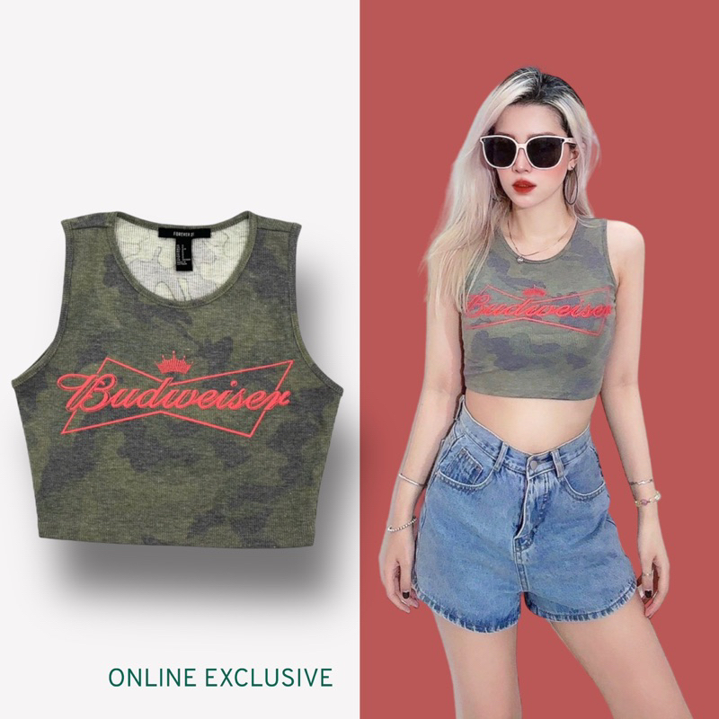 Áo thun ba lỗ form croptop trên rốn in chữ đỏ vải porip co giãn mát vnxk
