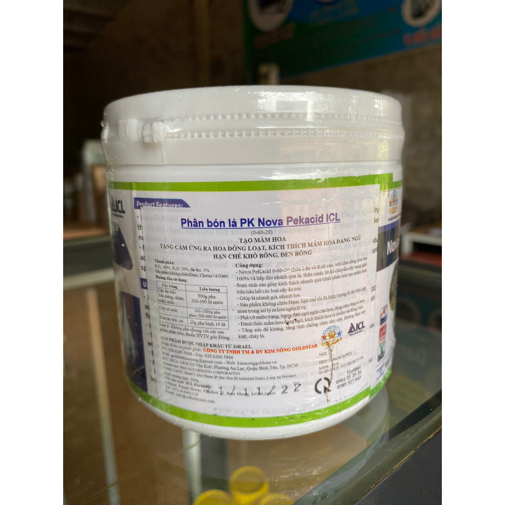 TẠO MẦM HOA, KÍCH THÍCH RA HOA NOVA PEKACID 0-60-20 ISRAEL - HŨ 500GR