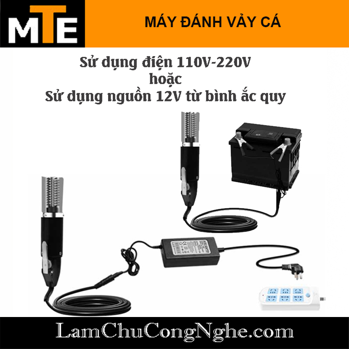 Máy đánh vảy cá chạy điện cầm tay công suất lớn 125W chống nước, lưỡi Inox 304