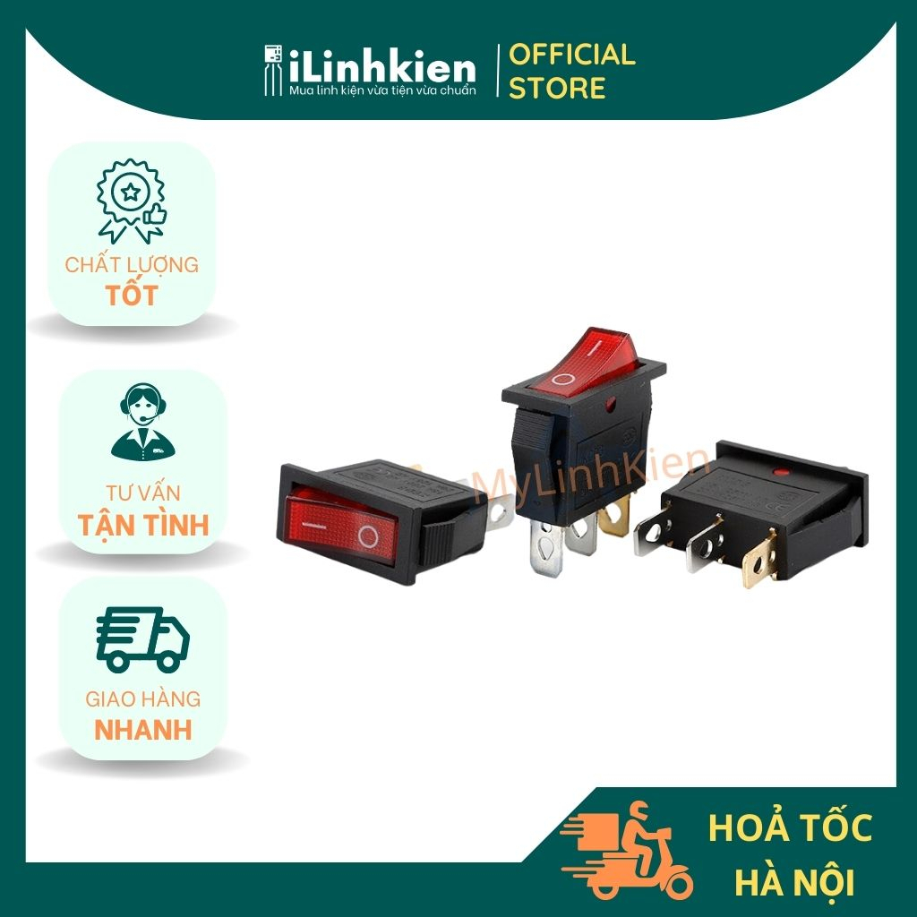 Công tắc bập bênh KCD3 16A/250V 3P 13x31mm có đèn (công tắc Lioa) chất lượng cao.