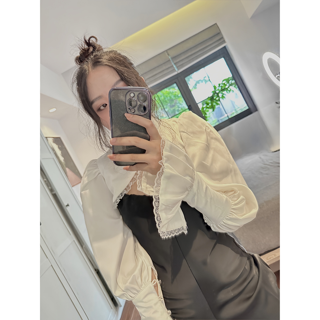 Romántico- Milkmaid shirt( áo sơ mi croptop lụa cao cấp)