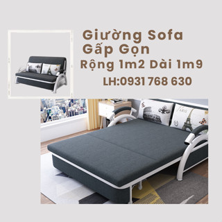 Giường sofa gấp gọn , ghế sofa kéo thành giường cao cấp , khung kim loại chịu lực ( Rộng 1m2 - Dài 1m9)
