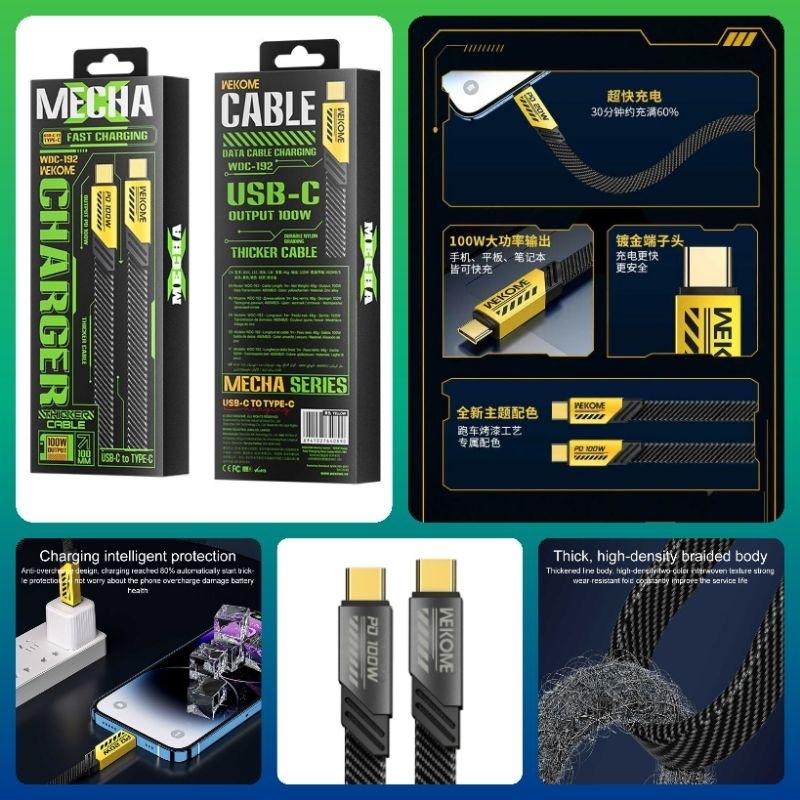 𝕊𝕄 💥 Cáp Sạc WDC-192 WEKOME, sạc nhanh 100W, thiết kế cực ngầu