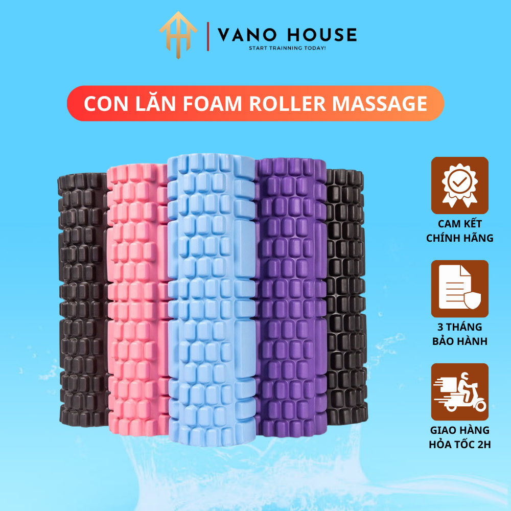 Con Lăn , Thanh Lăn Foam Roller Massage Cơ Thể , Giãn Cơ , Gym , Fitness , Yoga Tại Nhà  Kích Thước 33x14cm Vano Hous