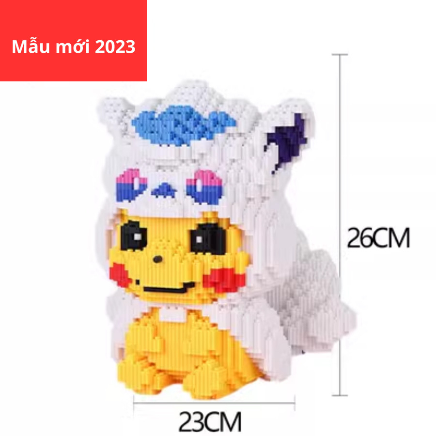 Mô hình lắp ráp, Lego pikachu cosplay băng giá, pikachu cosplay rồng, đồ chơi thông minh cho bé