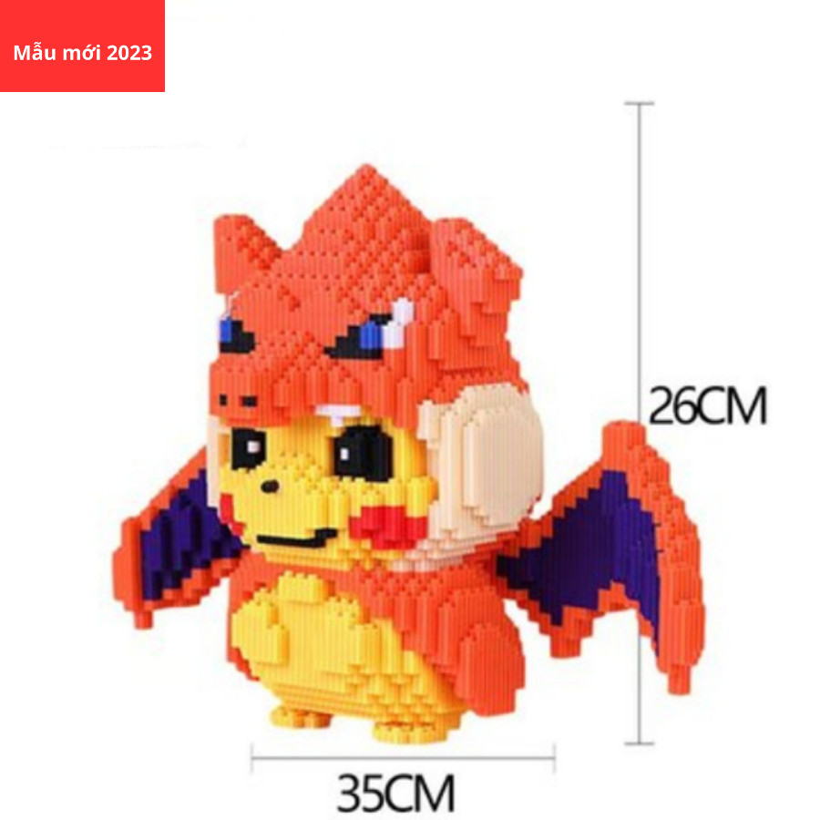 Mô hình lắp ráp, Lego pikachu cosplay băng giá, pikachu cosplay rồng, đồ chơi thông minh cho bé