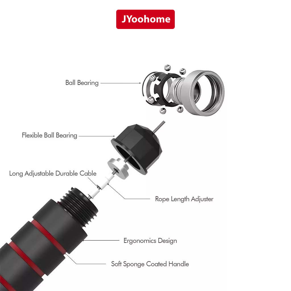 Dây nhảy giảm cân đốt mỡ bụng  JYoohome lõi thép đàn hồi kèm tạ 2.9m tập thể dục Gym muay thái tại nhà