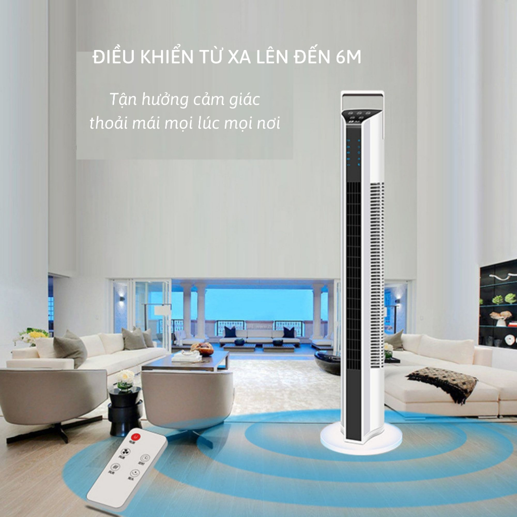 Quạt tháp không cánh điều khiển từ xa, quạt trụ đứng 115cm, BH 12 tháng