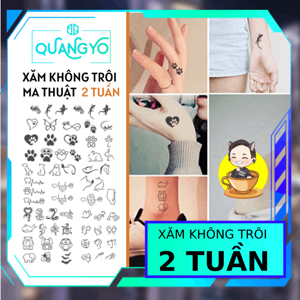 Hình xăm không trôi MINI chủ đề ICON động vật, dấu chân paw, Xăm giống Inkaholic